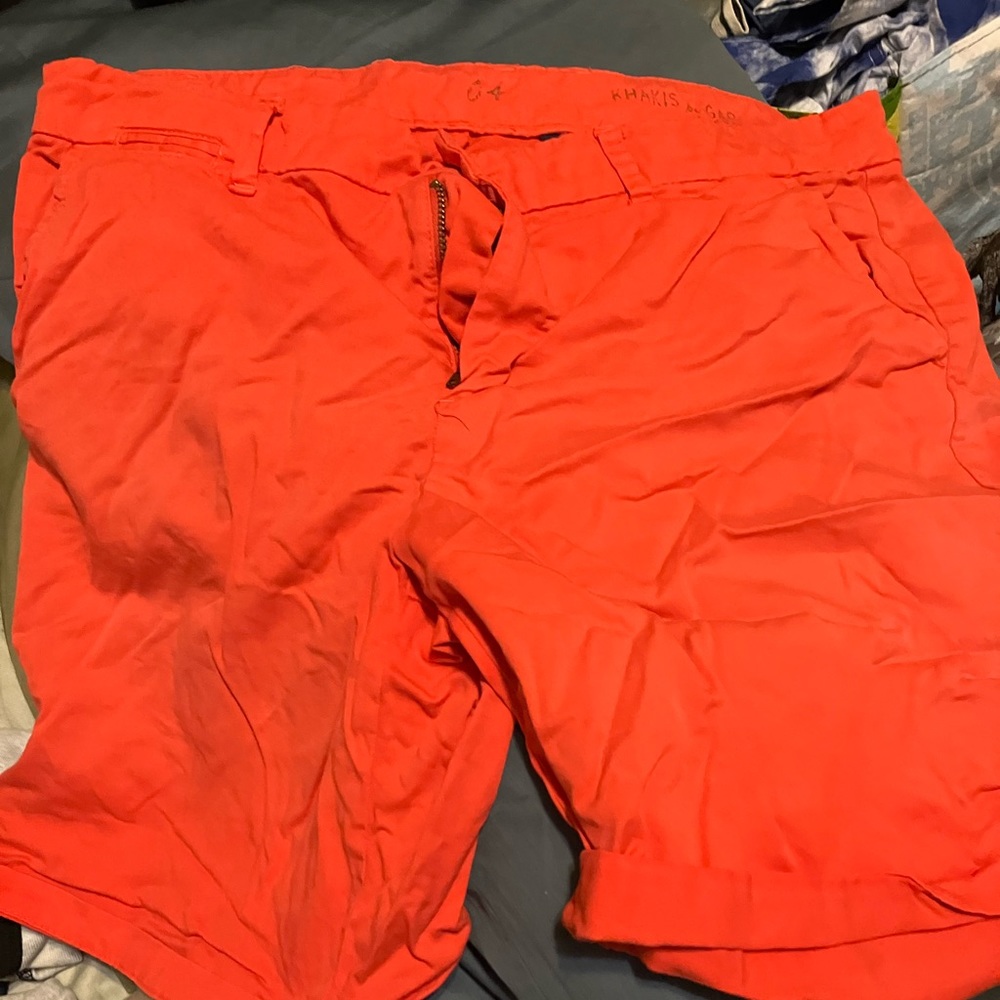 Orange/red gap boyfriend roll up shorts